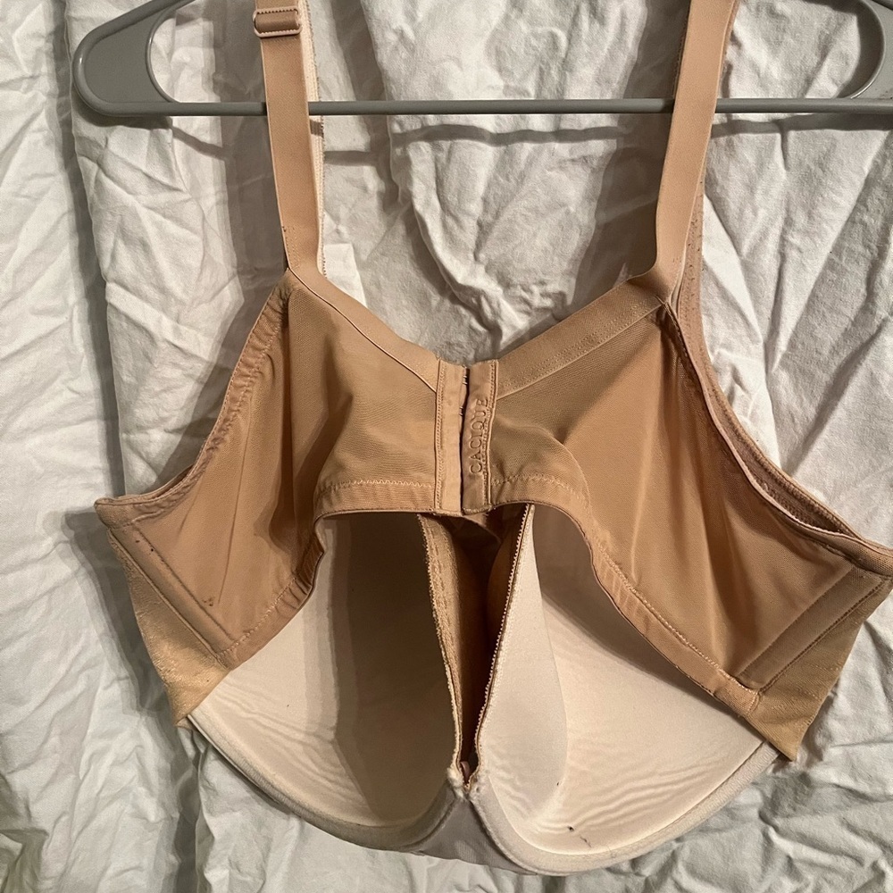 Cacique 46 F Lightly Lined Balconette Bra Nude  Lace Overlay Underwire - Picture 3 of 5